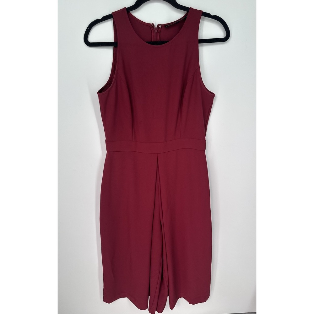 White House Black Market Jumpsuit Size 6 Burgundy Wine Overlay Sleeveless 0288